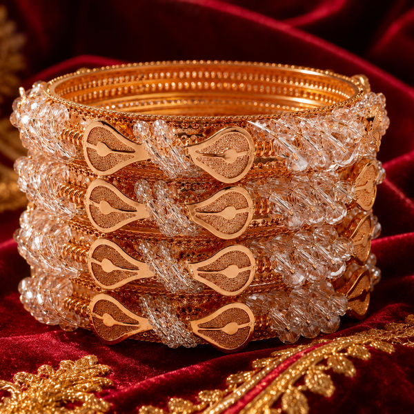  Rose Gold Crystal Bangles Set (Pack of 4)